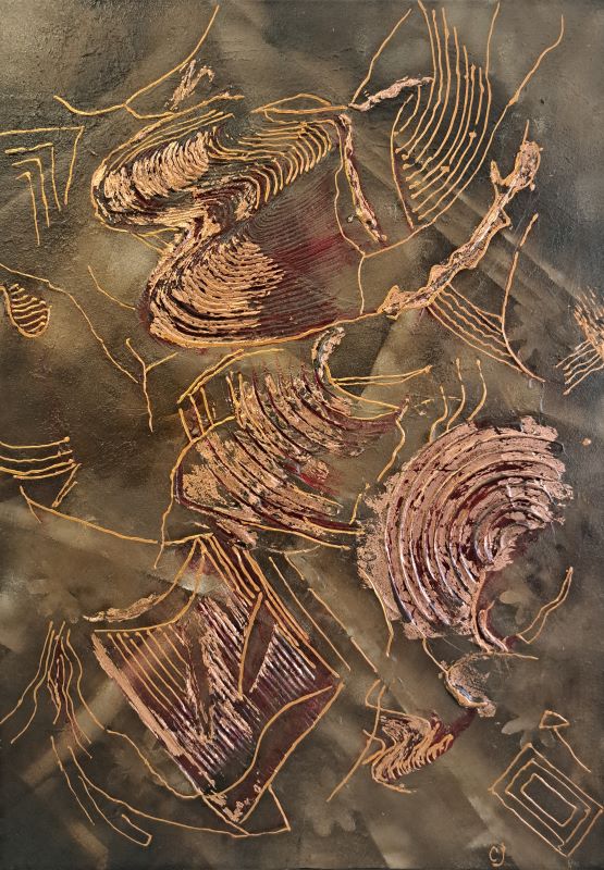 Apstrakcija 4, Snežana Jakšić, akril na platnu, 70×50 cm, sertifikat, 14160 dinara