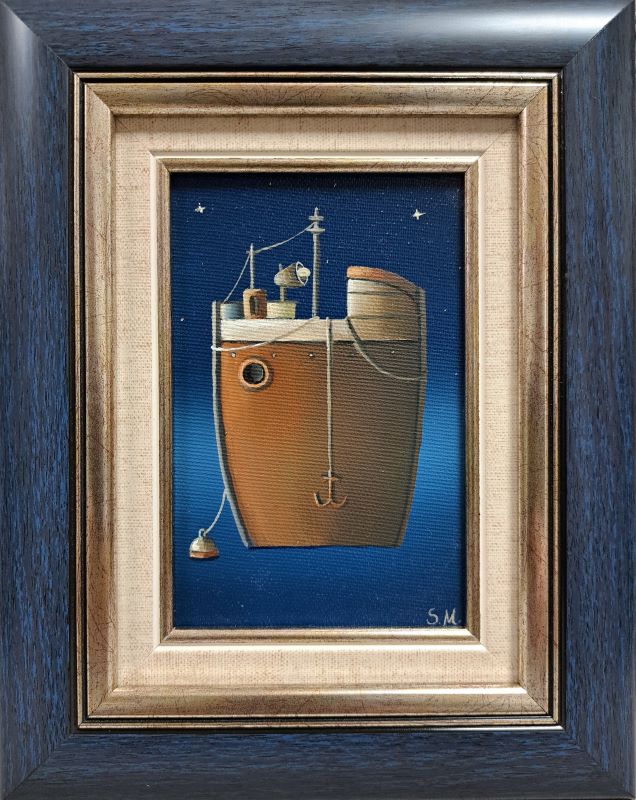 Braon brod, Sandra Mitrović, ulje na platnu, sa 25×20 cm, bez 15×10 cm, sertifikat, 14160 dinara