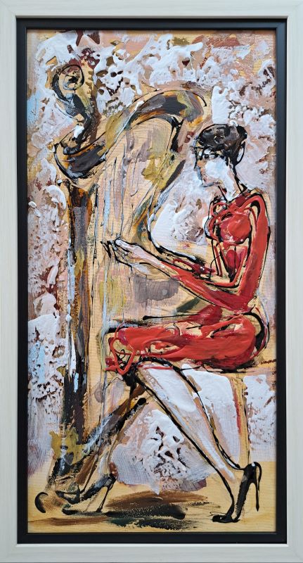 Harfa 2, akril na platnu, sa 65×35 cm, bez 60×30 cm, akademski Dusan Rajšić, sertifikat, 16520 dinara