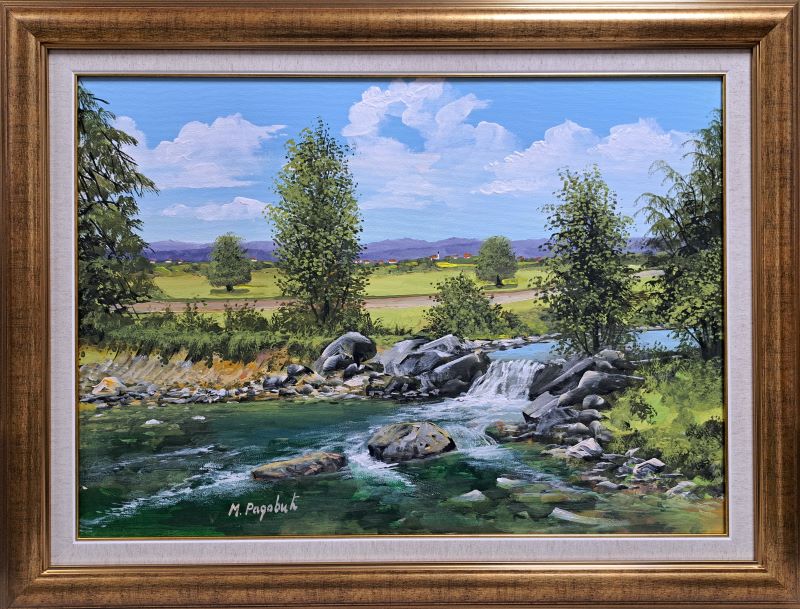 Letnji pejsaž 2, ulje na platnu, luksuzno uramljen, sa 66×86 cm, bez 70×50 cm, sertifikat, Miroslav Radović, 42480 dinara