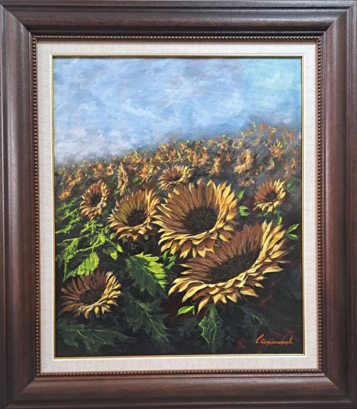 Suncokreti 1, Staniša Stojiljković Nite, ulje na platnu, sa 81×71 cm, bez 60×50 cm, sertifikat, 54280 dinara