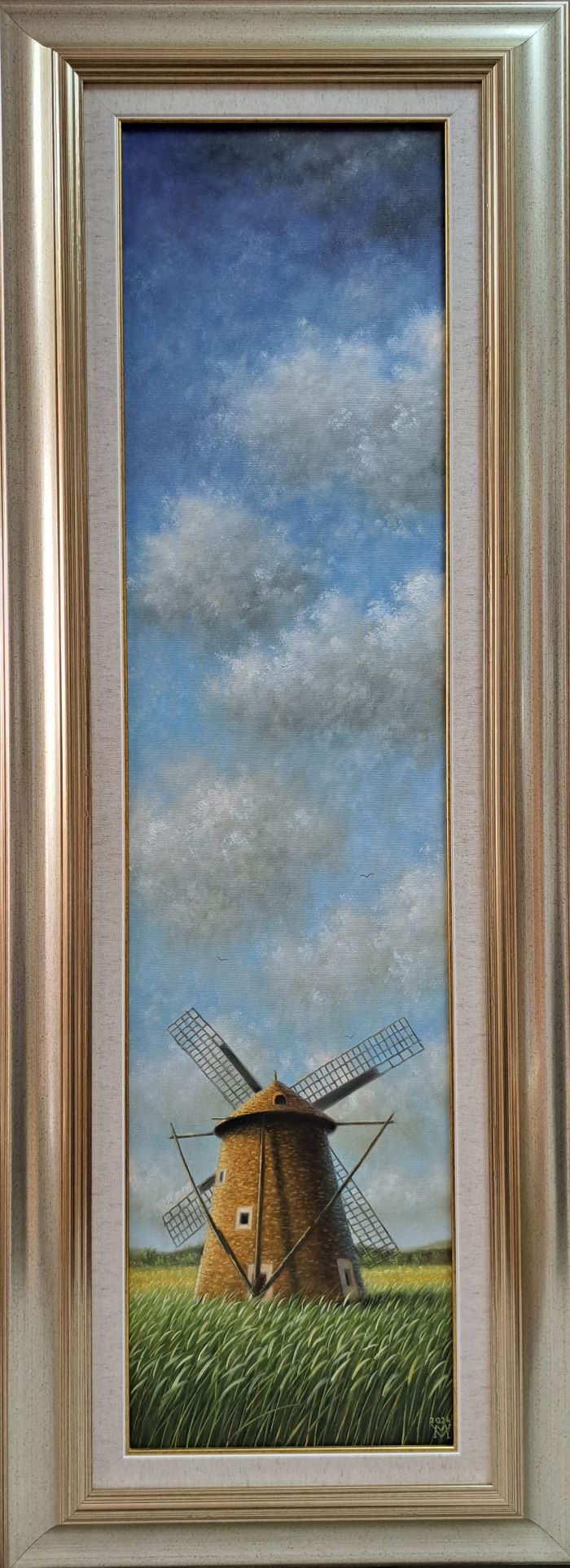 Vetrenjača 2, Miljan Vasiljević, ulje na platnu, sa 110×44 cm, bez rama 100X25 cm, sertifikat, 59000 dinara