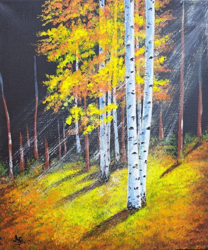 Breze noću, akril na platnu, Tijana L., 30×25 cm, sertifikat, 8260 dinara