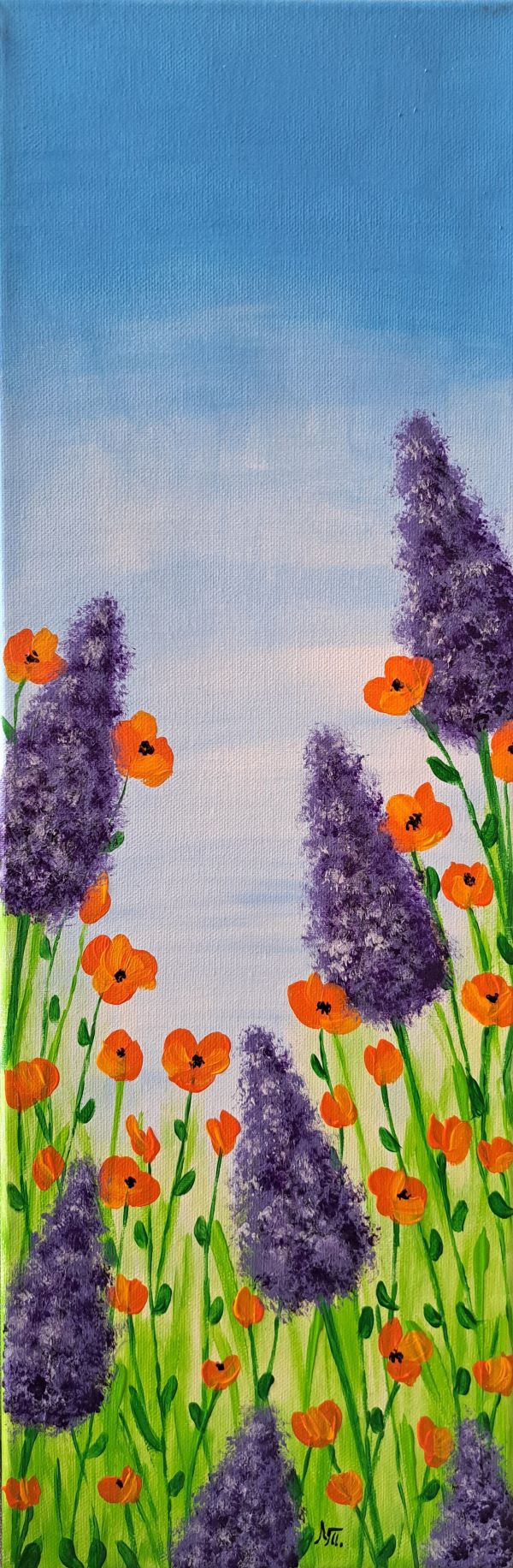 Cveće 3, akril na platnu, Tijana L., 60×20 cm, sertifikat, 9440 dinara