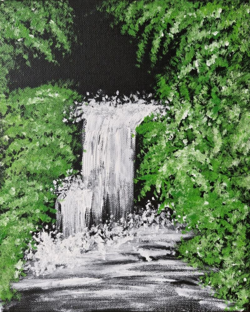Vodopad, akril na platnu, Tijana L., 30×25 cm, sertifikat, 8260 dinara