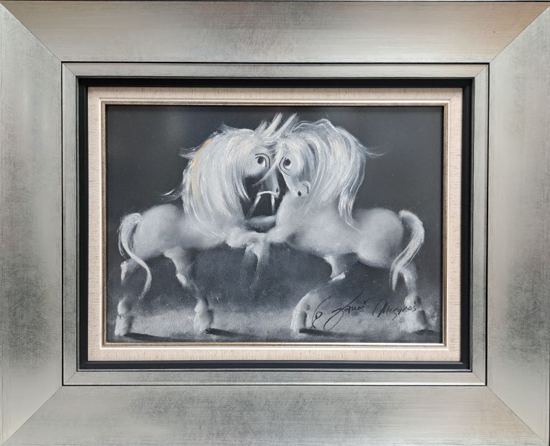 Belo srce XVI, Janoš Mesaroš, pastel, luksuzno uramljen, sa 42×52 cm, bez 25×35 cm, sertifikat, 23600 dinara