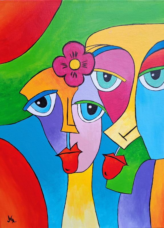 Lica, akril na platnu, Tijana L., 40×30 cm, sertifikat, 9440 dinara