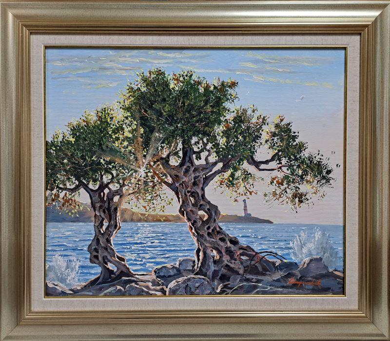 More i maslina, ulje na platnu, Staniša Stojiljković Nite, sa 69×79 cm, bez 50×60 cm, sertifikat, 55460 dinara