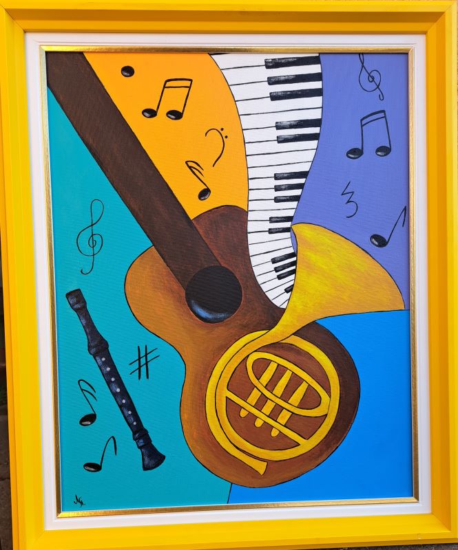 Muzika 1, akril na platnu, sa 60×50 cm, bez 50×40 cm, Tijana L. , sertifikat, 11800 dinara