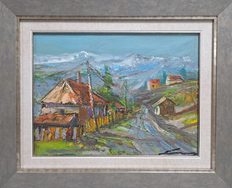 Planinski kraj, ulje na platnu, Ivan Vanja Milanović, sa 43×53 cm, bez 30×40 cm, sertifikat, 15340 dinara