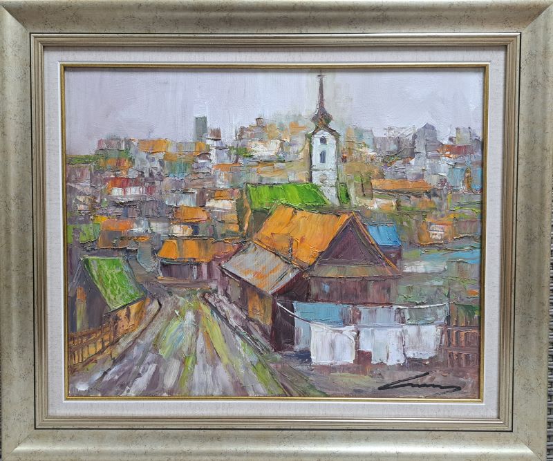 Saborna crkva II, ulje na platnu, Ivan Vanja Milanovic, sa 54×54 cm, bez 40×50 cm, sertifikat, 17700 dinara