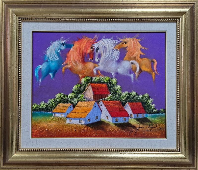 Svi smo različiti XV, Janoš Mesaroš, kombinovana pastel ulje tehnika, luksuzno uramljena, sa ramom 63×73 cm, bez rama 40×50 cm, sertifikat, 56640 dinara