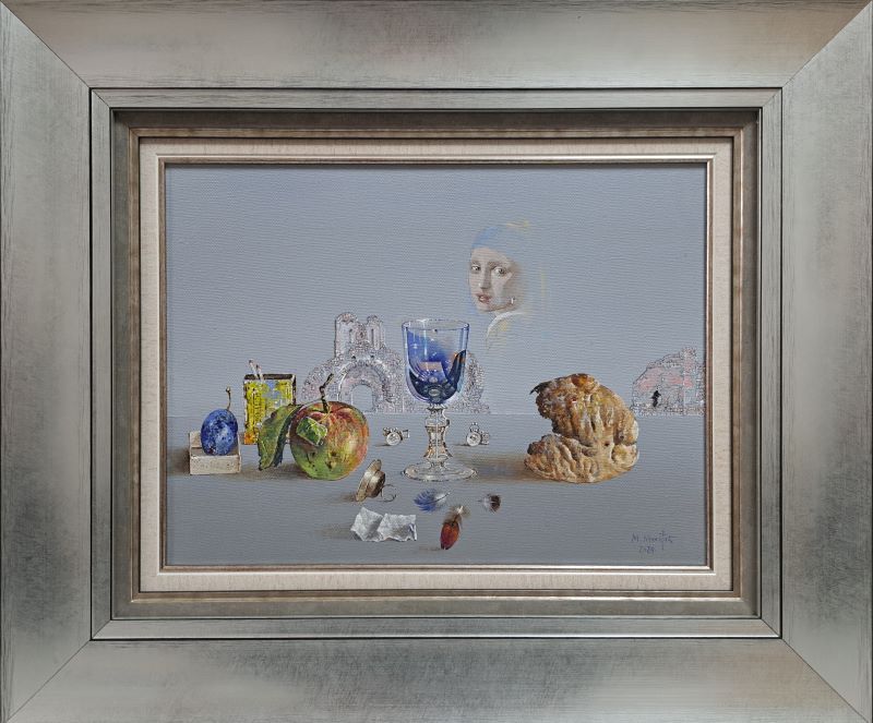 Devojka sa bisernom minđušom II, Milan Miletić, sa 49×59 cm, bez 30×40 cm, ulje na platnu, sertifikat, 2024., 100300 dinara