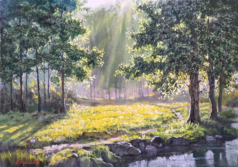 Šuma, Staniša Stojiljković Nite, ulje na platnu, 50×70 cm, sertifikat, 59000 dinara