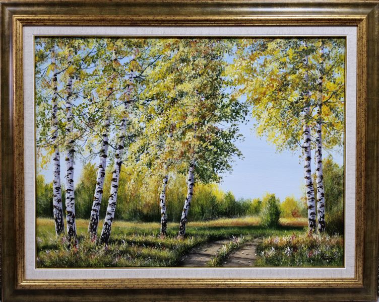 Breze u jesen, Aleksandar Injac, ulje na platnu, luks uramljena, sa 79×99 cm, bez 60×80 cm, sertifikat, 47200 dinara
