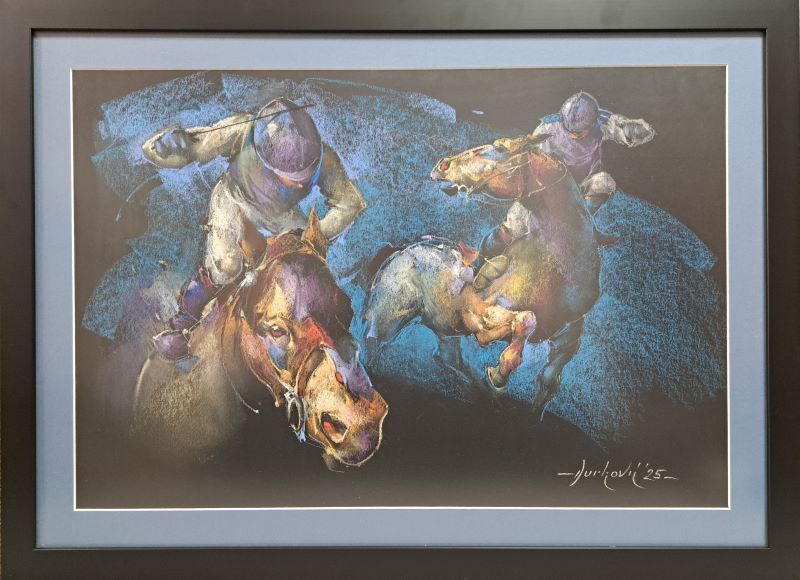 Dva jahača, Braca Đurković, pastel, sa 54×74 cm, bez 40×60 cm, 2025., sertifikat, 47200 dinara