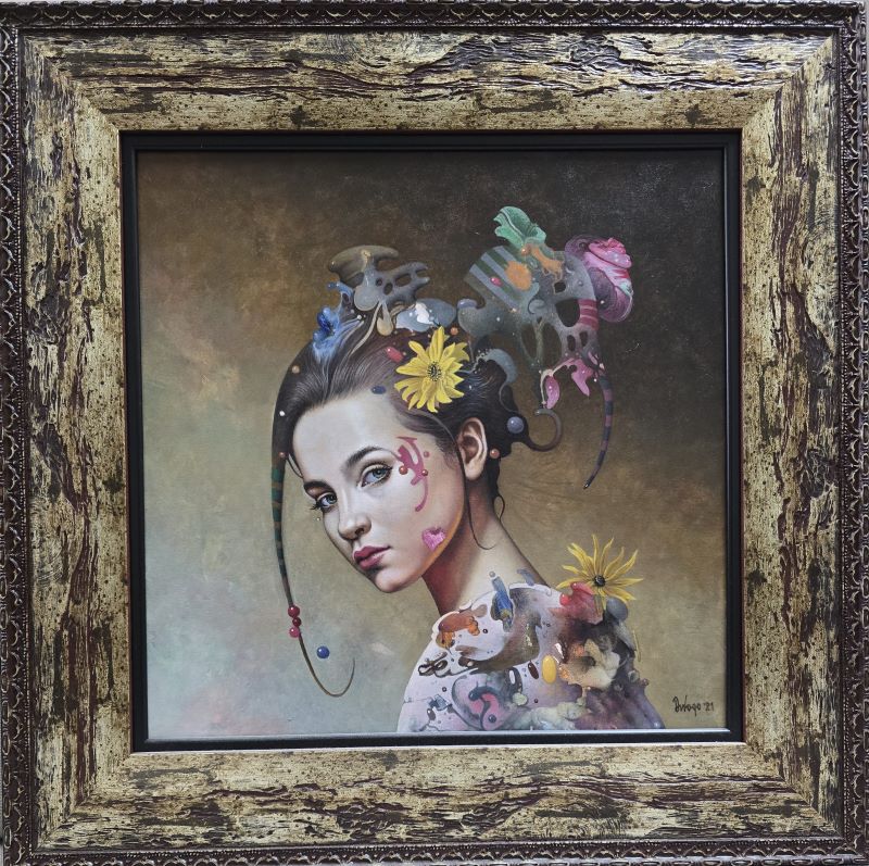 MEMENTO MORI, Dragan Ilić Di Vogo, akril-ulje na platnu, sa 58×58 cm, bez 40×40 cm, lux ram, sertifikat, 177000 dinara