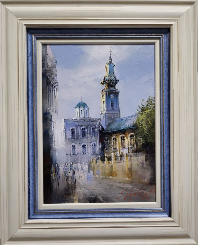 Moj Beograd, Dejan Slepčević, ulje na platnu, luks uramljena, sa 52×42 cm, bez 35×25 cm, sertifikat, 25960 dinara