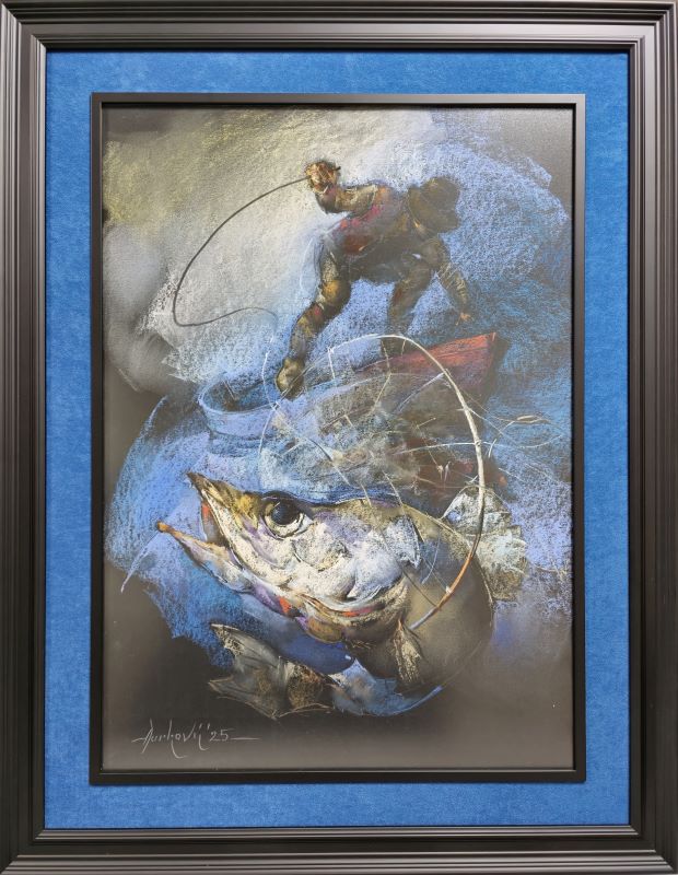 Pecaroš, pastel uramljen, bez 70×50 cm, sa 90×70 cm, akademski Braca Đurković, sertifikat, 53100 dinara