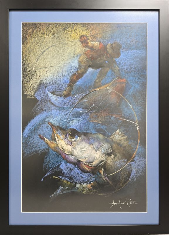 Ribar 1, pastel, sa 74×54 cm, bez 60×40 cm, sertifikat, Braca Đurković, 47200 dinara