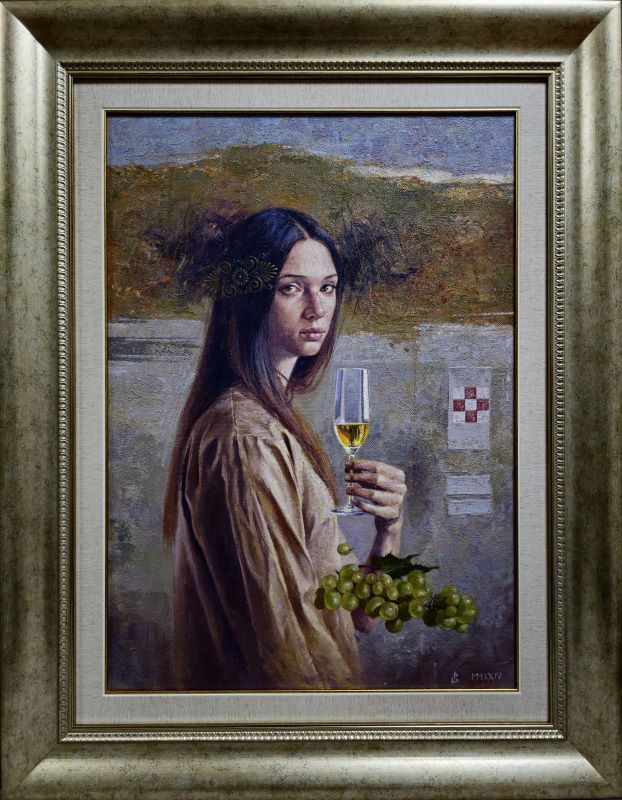 Sunce u čaši, profesor Vasa Dolovački, 2024., ulje na platnu, sa 93×73 cm, bez 70×50 cm, sertifikat, 277300 dinara