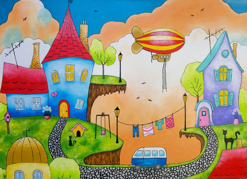 Cepelin, akril na platnu, 50×70 cm, Tijana L., sertifikat, 20060 dinara