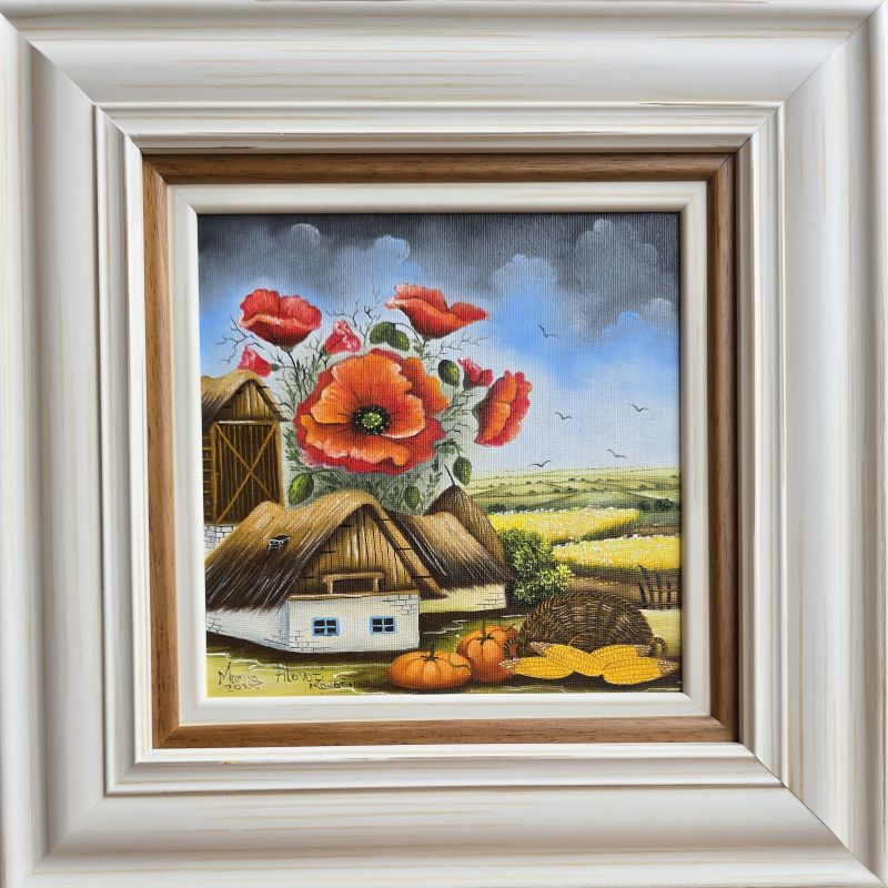 Bulke, Marija Hlavati, Naiva Kovačica, ulje na platnu kaširano na kartonu, sa 35×35 cm, bez 20×20 cm, sertifikat, 15340 dinara