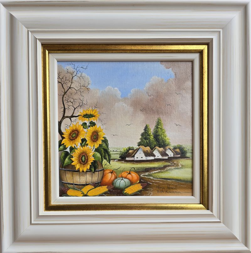 Kovačica 1, Marija Hlavati, Naiva Kovačica, ulje na platnu kaširano na kartonu, sa 35×35 cm, bez 20×20 cm, sertifikat, 15340 dinara