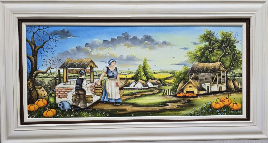 Na bunaru, Marija Hlavati, Naiva Kovačica, ulje na platnu, sa 45×85 cm, bez 30×70 cm, sertifikat, 59000 dinara