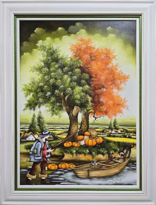 Veliko drvo ljubavi 1, Marija Hlavati, Naiva Kovačica, ulje na platnu, sa 85×65 cm, bez 70×50 cm, sertifikat, 82600 dinara