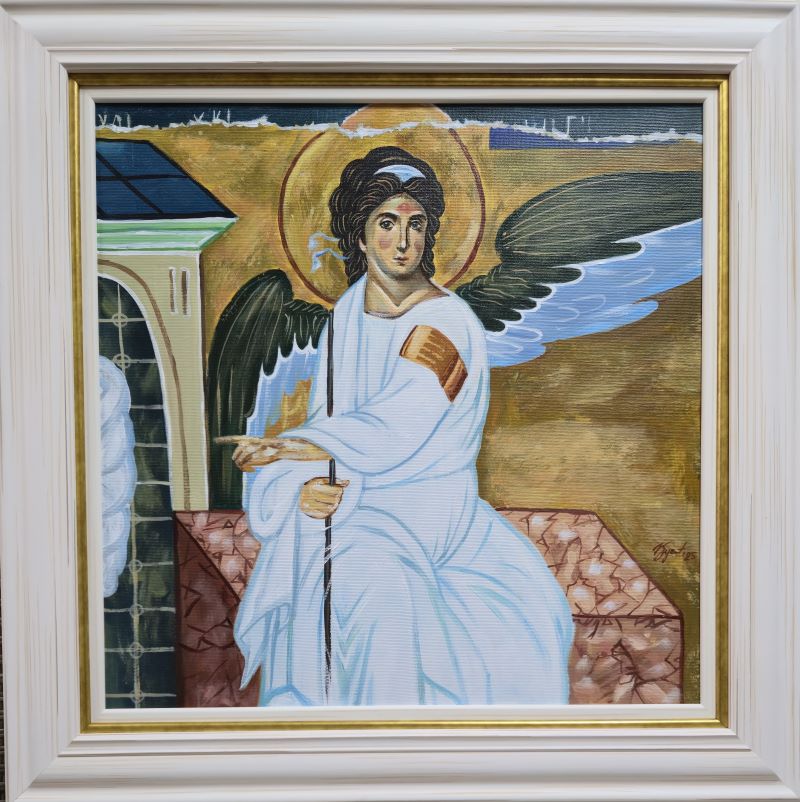 Beli anđeo II, Marija Đukić, ulje na platnu, sa 65×65 cm, bez 50×50 cm, sertifikat, 23600 dinara