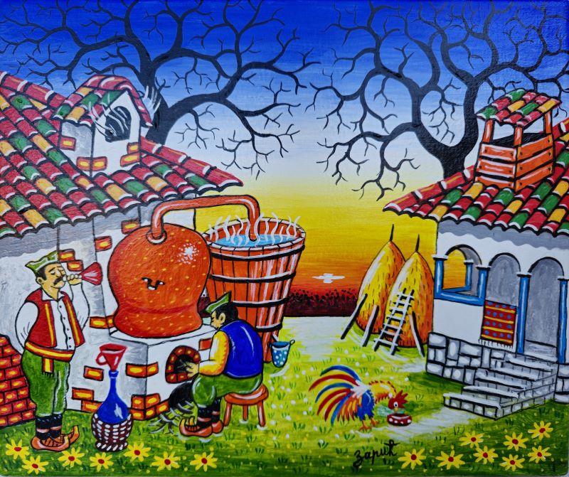 Vesela mašina, Zoran Zarić, ulje na platnu, 25×30 cm, sertifikat, 12980 dinara