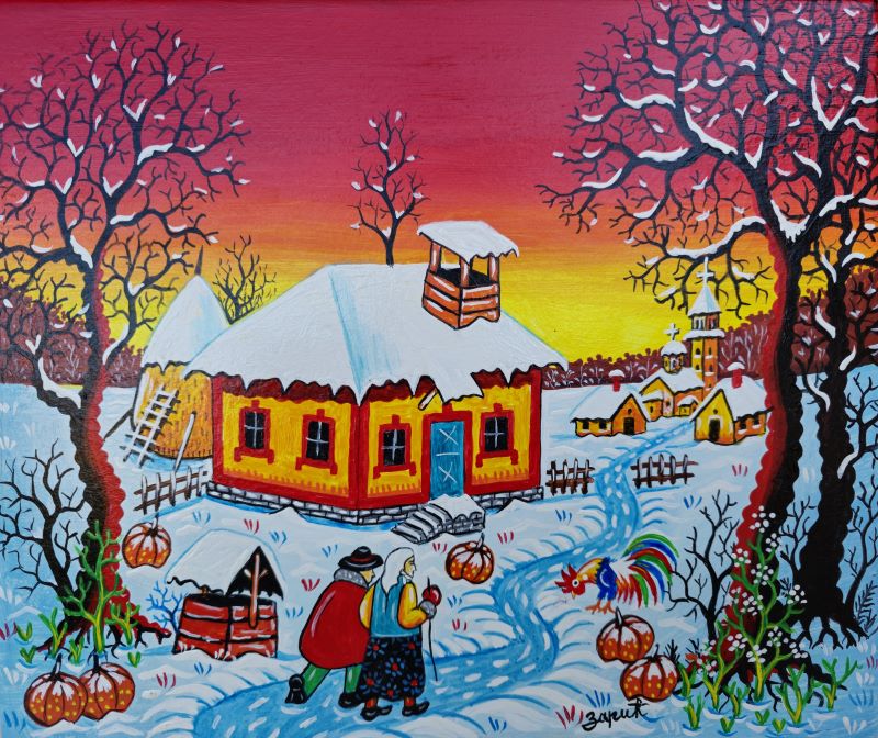 Zimska šetnja, Zoran Zarić, ulje na platnu, 25×30 cm, sertifikat, 12980 dinara