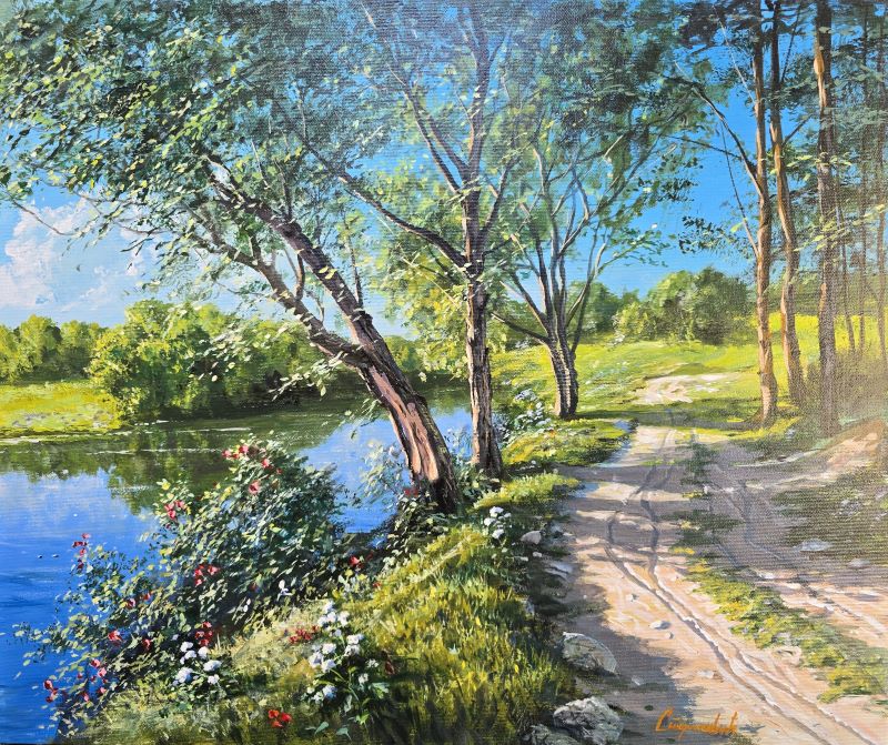 Put, ulje na platnu, Staniša Stojiljković Nite, 50×60 cm, sertifikat, 63720 dinara